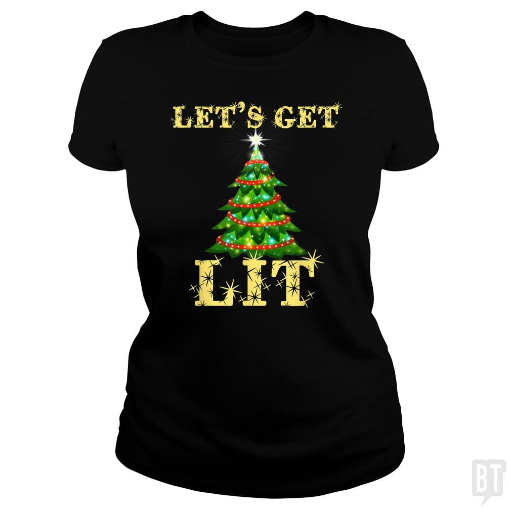 Let's Get Lit Drinking Funny Christmas - BustedTees.com