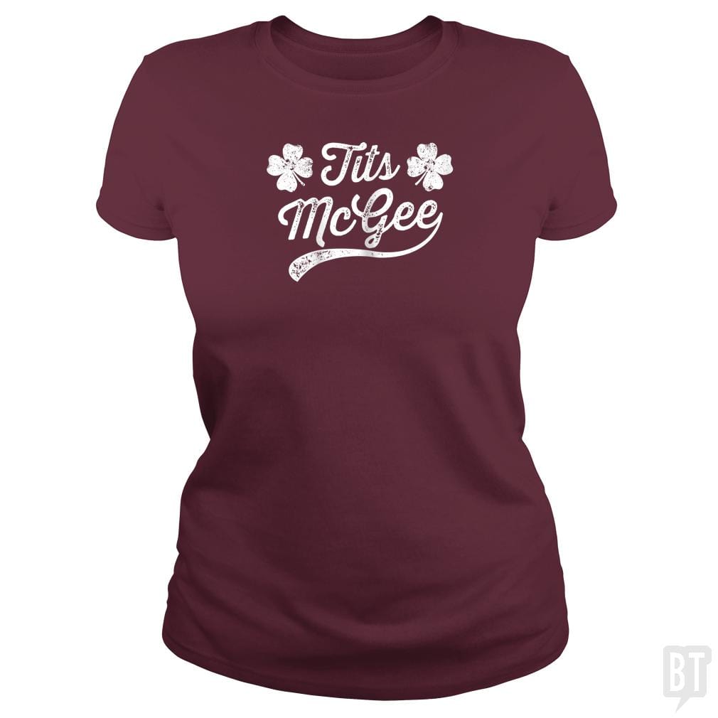 Womens Tits McGee Funny St. Patrick's Day Shamrock - BustedTees.com