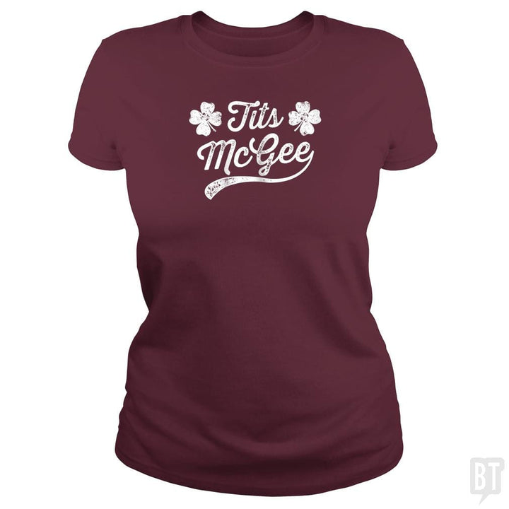 Womens Tits McGee Funny St. Patrick's Day Shamrock - BustedTees.com