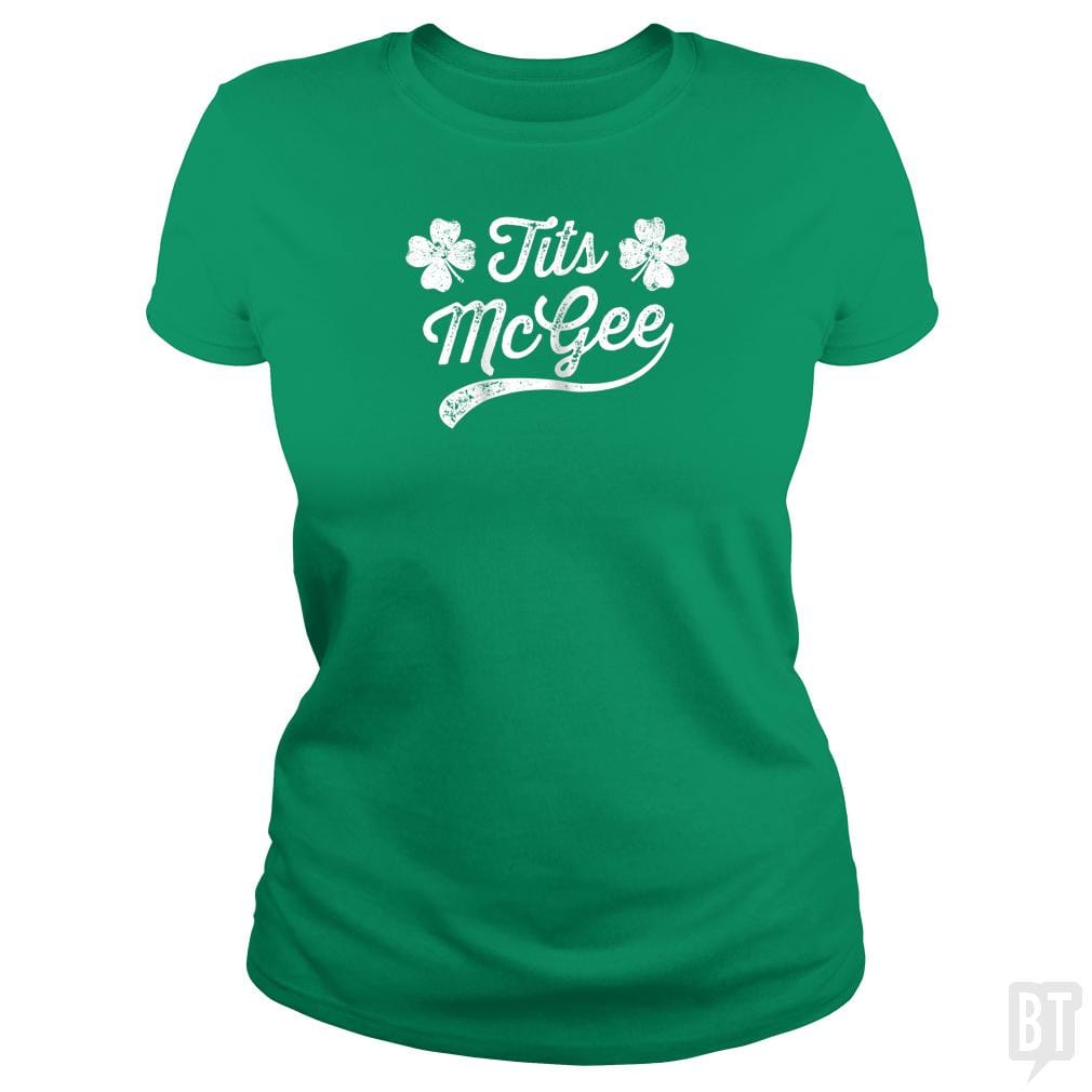 Womens Tits McGee Funny St. Patrick's Day Shamrock - BustedTees.com