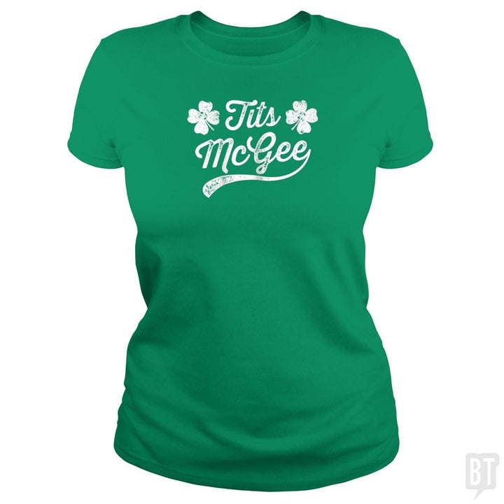 Womens Tits McGee Funny St. Patrick's Day Shamrock - BustedTees.com