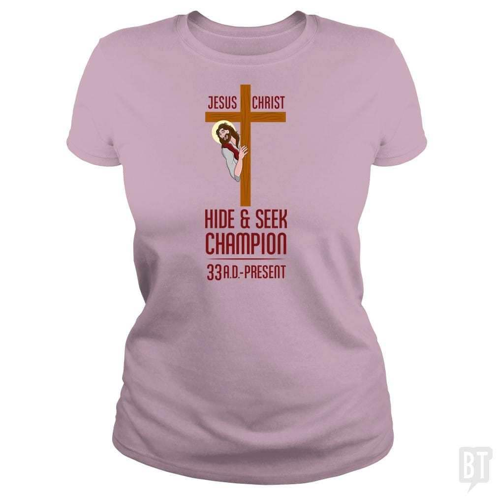 Funny Atheist T-Shirt Jesus Christ Hide and Seek C - BustedTees.com