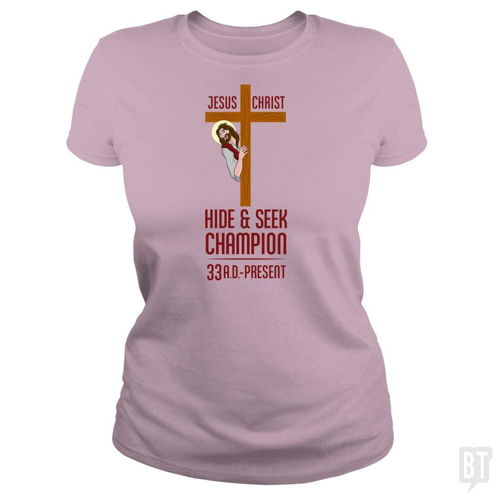 Funny Atheist T-Shirt Jesus Christ Hide and Seek C - BustedTees.com