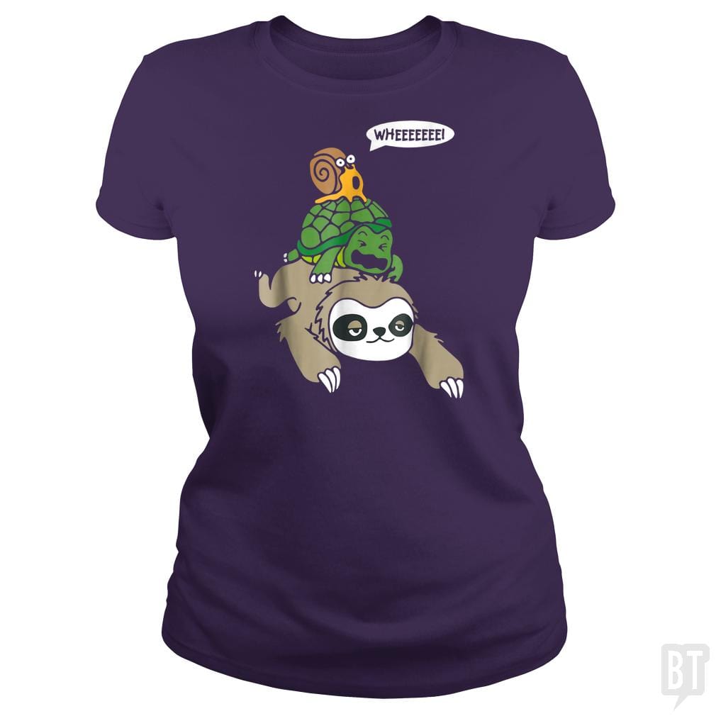Funny Snail Ridding Turtle Ridding Sloth - BustedTees.com