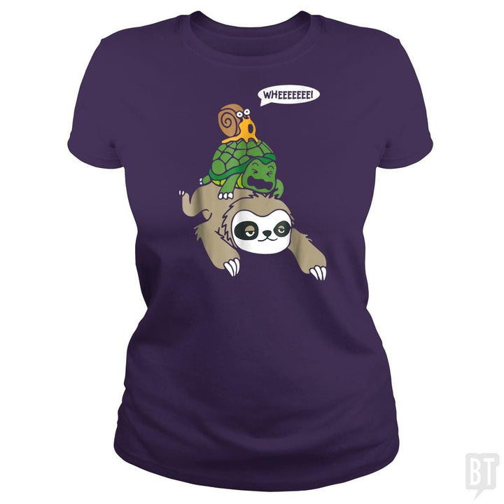 Funny Snail Ridding Turtle Ridding Sloth - BustedTees.com