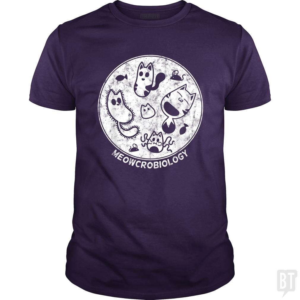 Cute Cat Distressed Bacteria Microbiology Science - BustedTees.com
