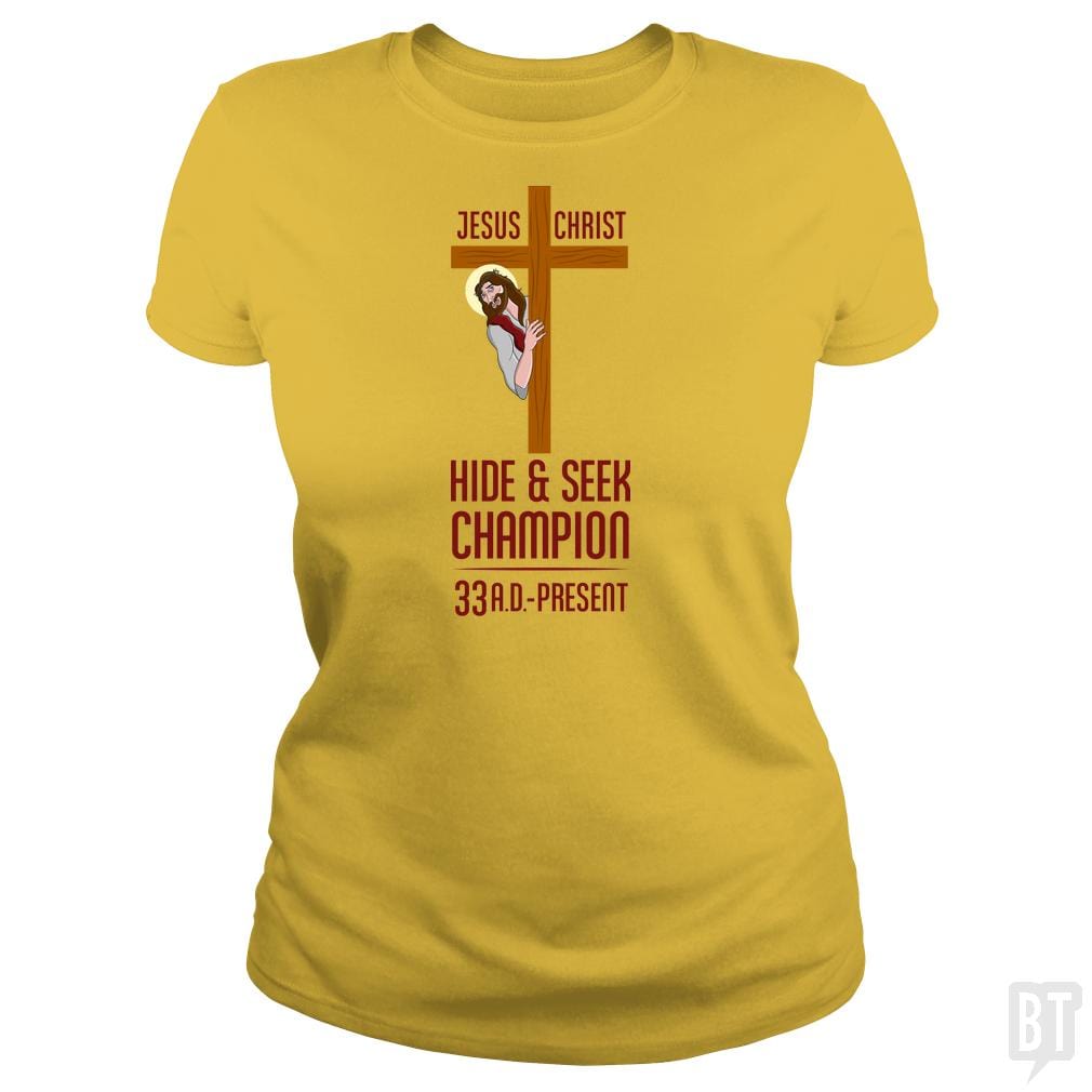 Funny Atheist T-Shirt Jesus Christ Hide and Seek C - BustedTees.com