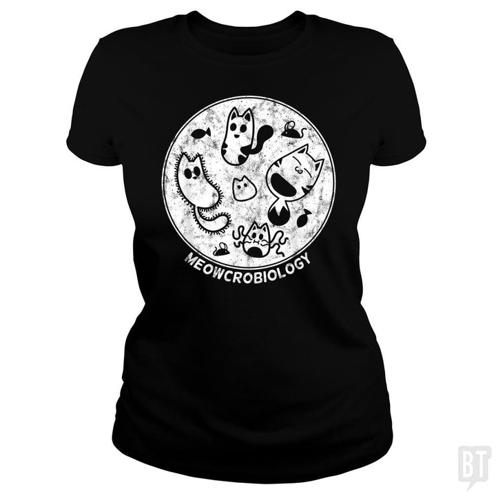 Cute Cat Distressed Bacteria Microbiology Science - BustedTees.com