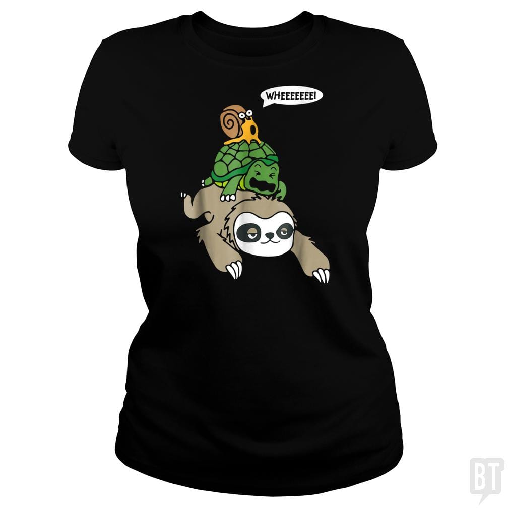 Funny Snail Ridding Turtle Ridding Sloth - BustedTees.com