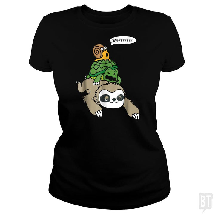 Funny Snail Ridding Turtle Ridding Sloth - BustedTees.com