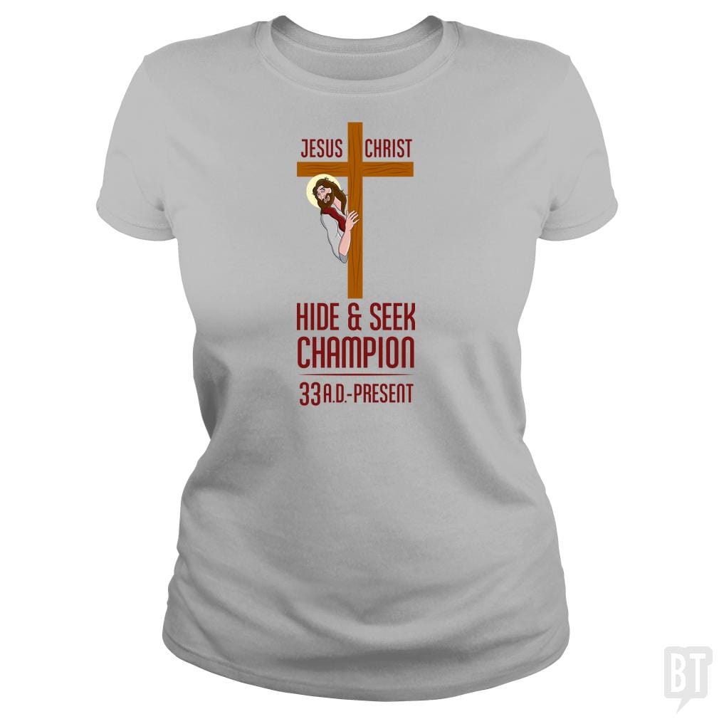 Funny Atheist T-Shirt Jesus Christ Hide and Seek C - BustedTees.com