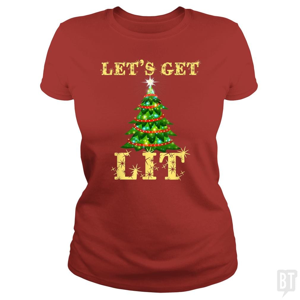 Let's Get Lit Drinking Funny Christmas - BustedTees.com