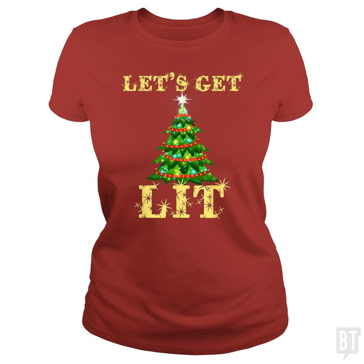 Let's Get Lit Drinking Funny Christmas - BustedTees.com