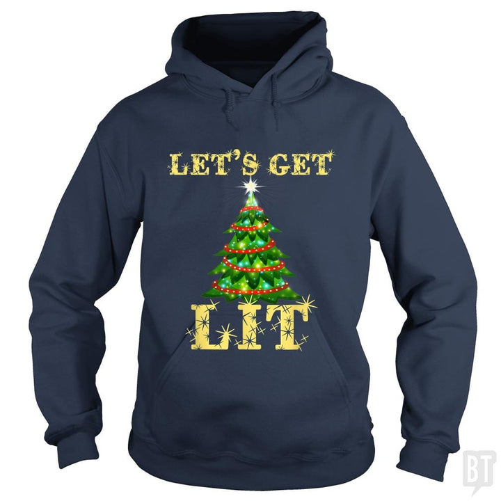 Let's Get Lit Drinking Funny Christmas - BustedTees.com