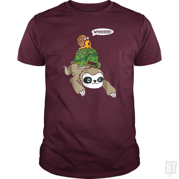 Funny Snail Ridding Turtle Ridding Sloth - BustedTees.com