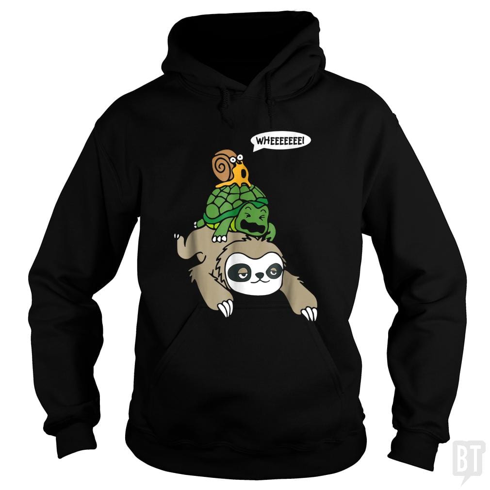 Funny Snail Ridding Turtle Ridding Sloth - BustedTees.com