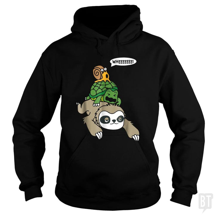 Funny Snail Ridding Turtle Ridding Sloth - BustedTees.com