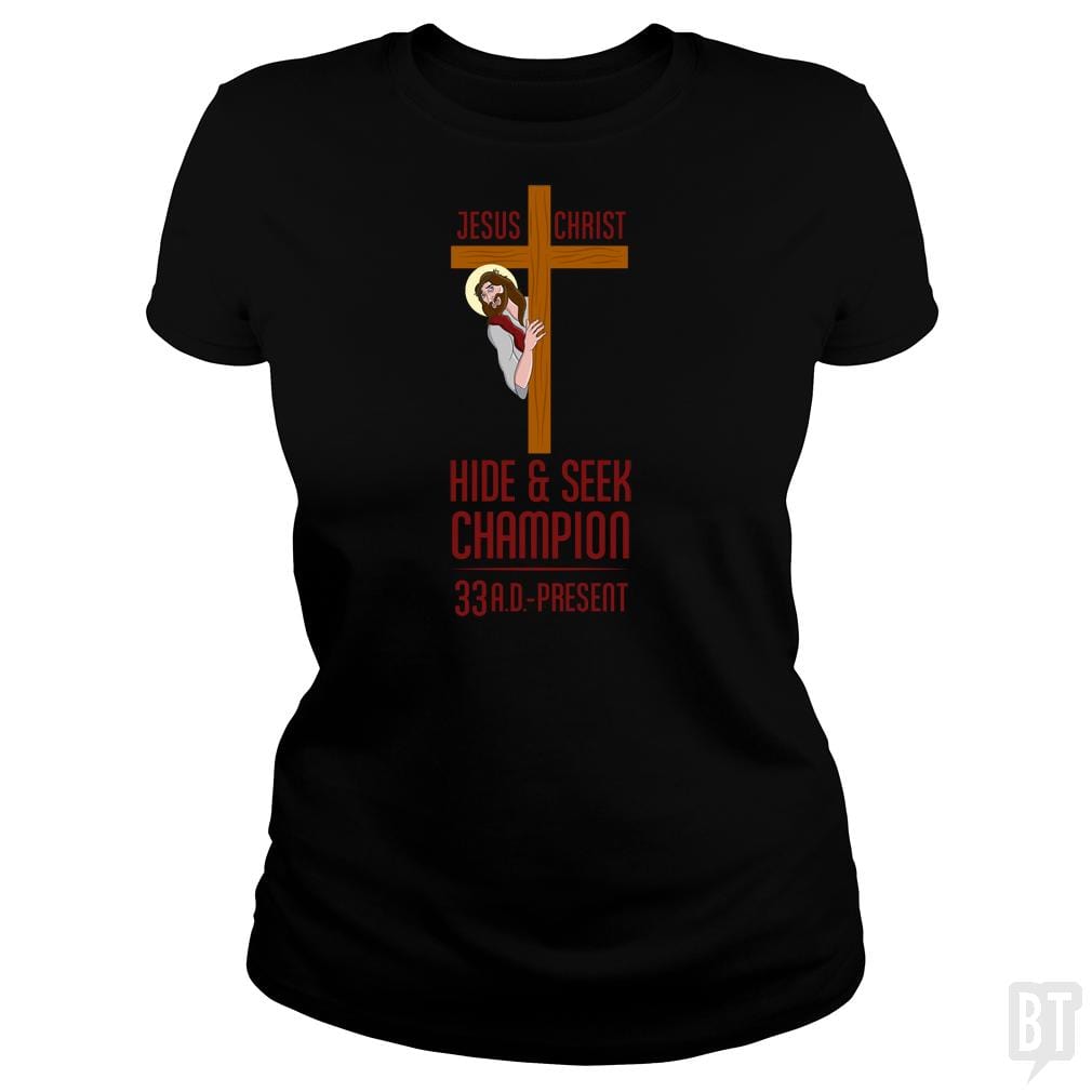 Funny Atheist T-Shirt Jesus Christ Hide and Seek C - BustedTees.com
