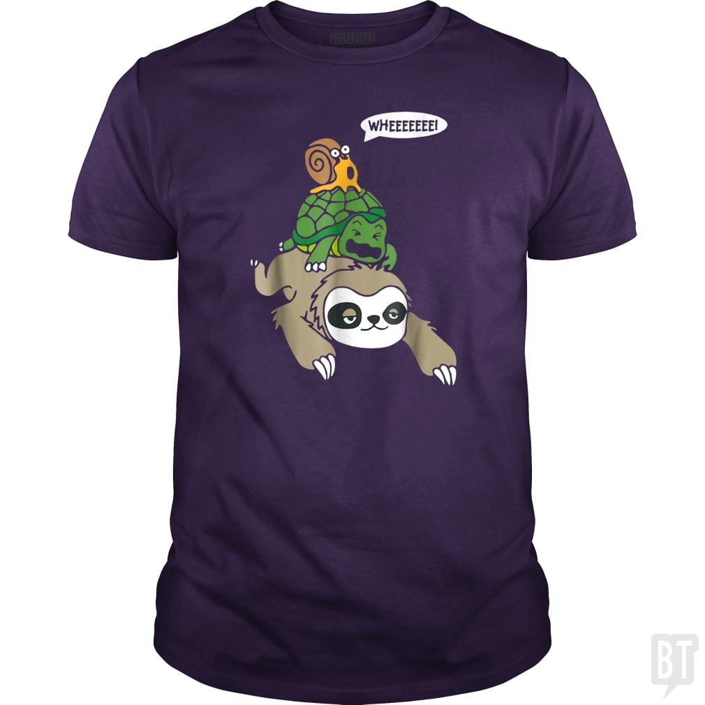 Funny Snail Ridding Turtle Ridding Sloth - BustedTees.com