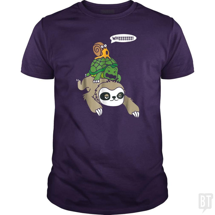 Funny Snail Ridding Turtle Ridding Sloth - BustedTees.com