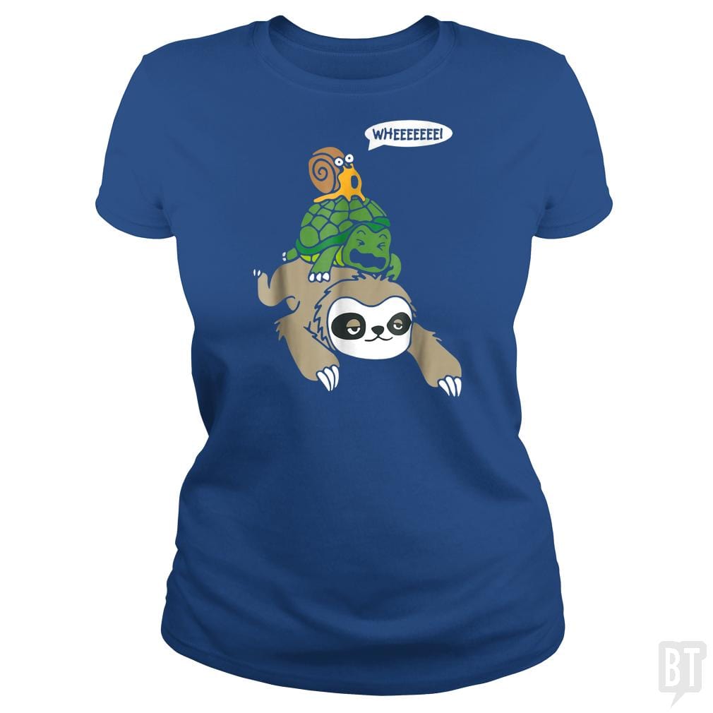 Funny Snail Ridding Turtle Ridding Sloth - BustedTees.com