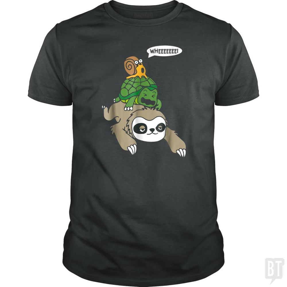 Funny Snail Ridding Turtle Ridding Sloth - BustedTees.com