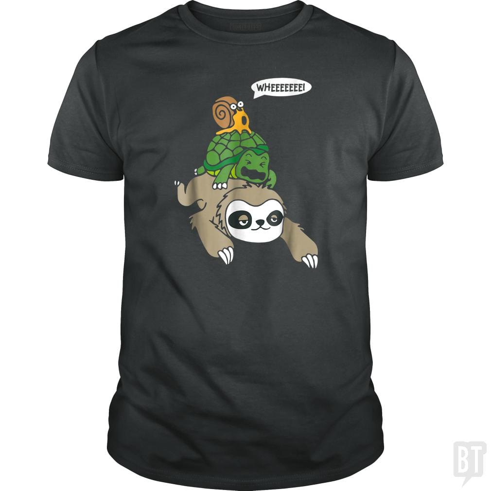 Funny Snail Ridding Turtle Ridding Sloth - BustedTees.com