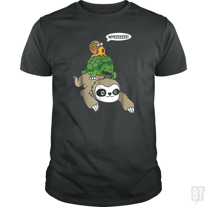 Funny Snail Ridding Turtle Ridding Sloth - BustedTees.com