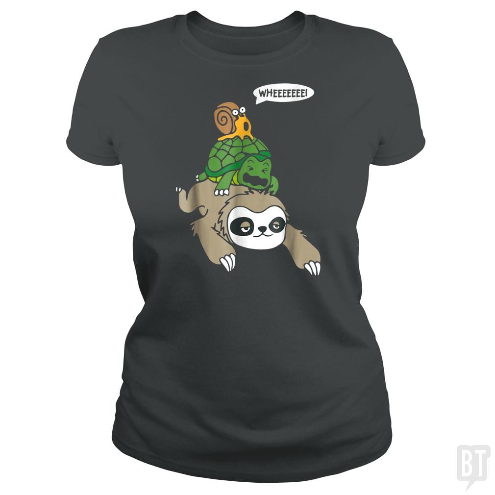 Funny Snail Ridding Turtle Ridding Sloth - BustedTees.com