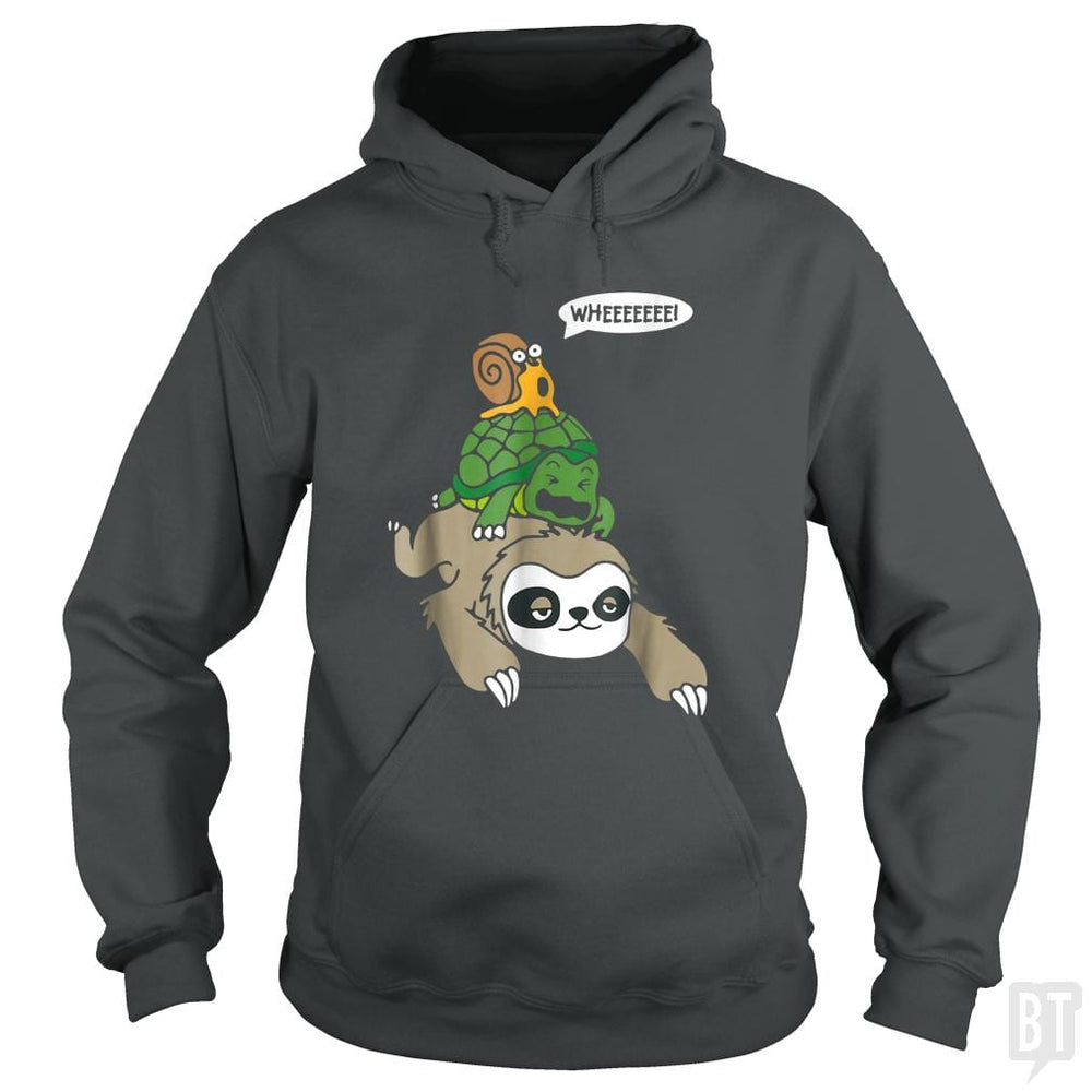 Funny Snail Ridding Turtle Ridding Sloth - BustedTees.com