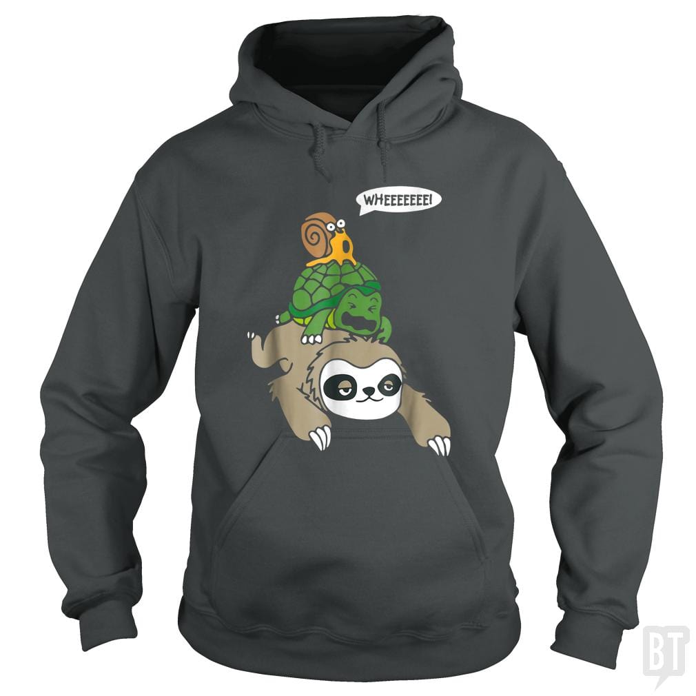 Funny Snail Ridding Turtle Ridding Sloth - BustedTees.com