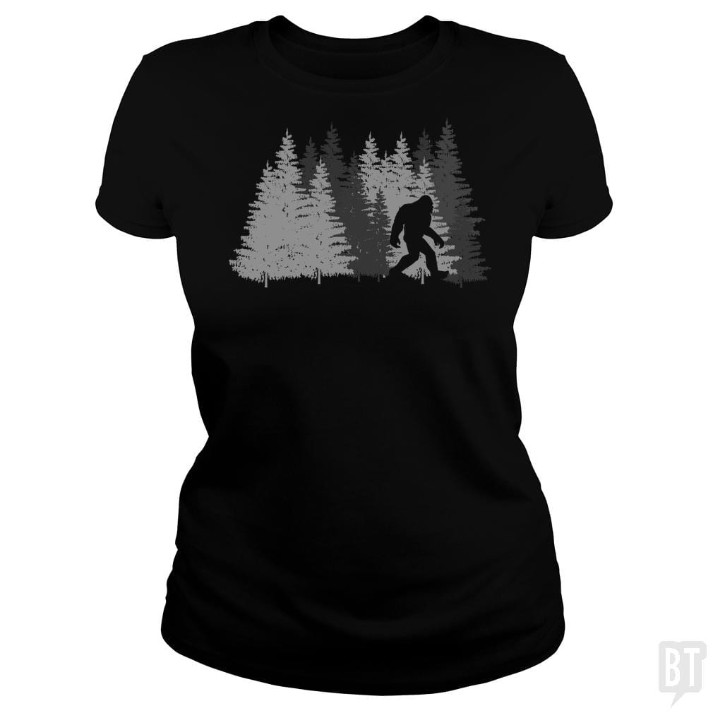 Funny Bigfoot In Forest - BustedTees.com