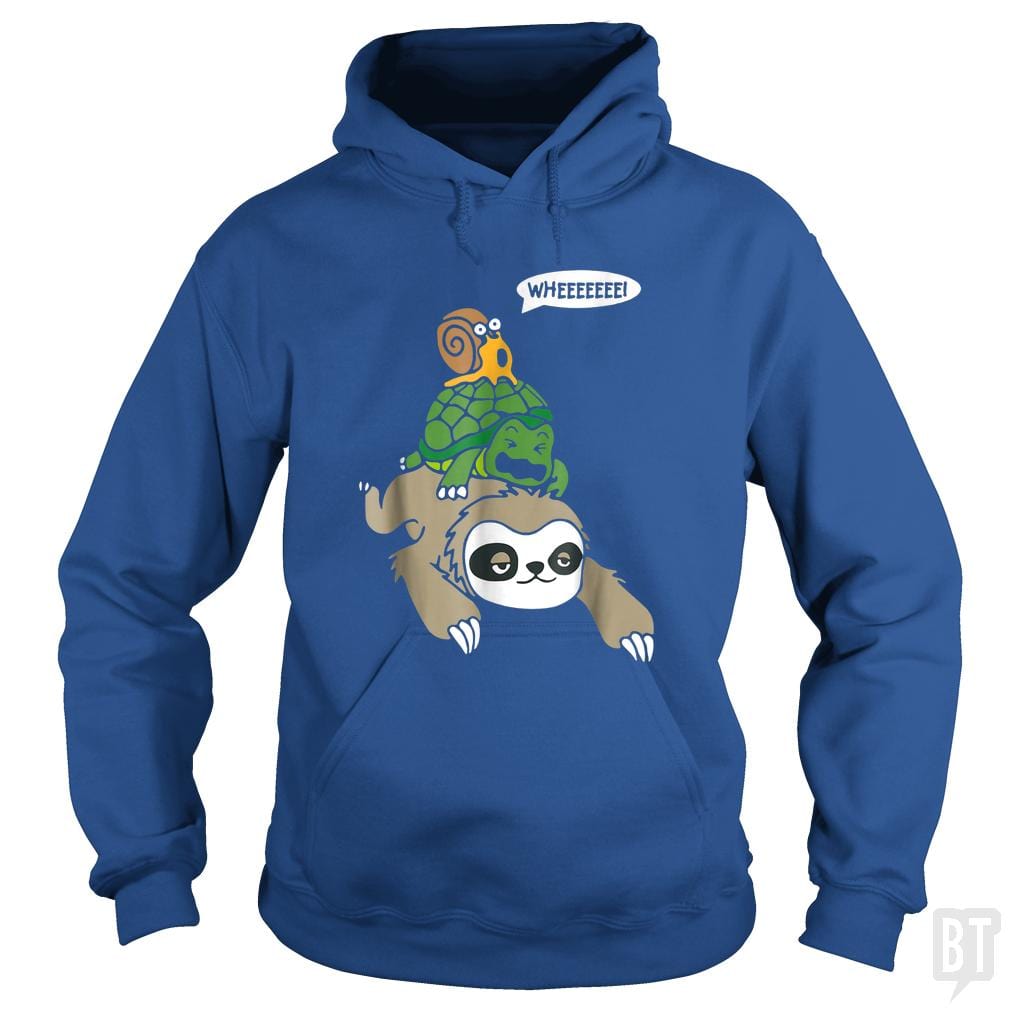 Funny Snail Ridding Turtle Ridding Sloth - BustedTees.com
