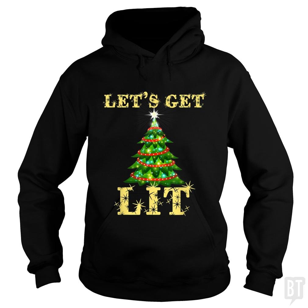 Let's Get Lit Drinking Funny Christmas - BustedTees.com