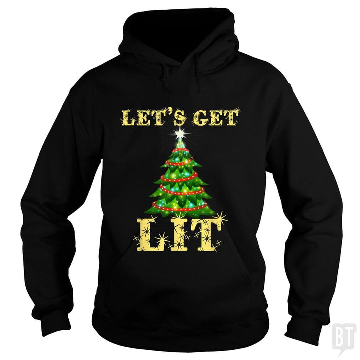 Let's Get Lit Drinking Funny Christmas - BustedTees.com