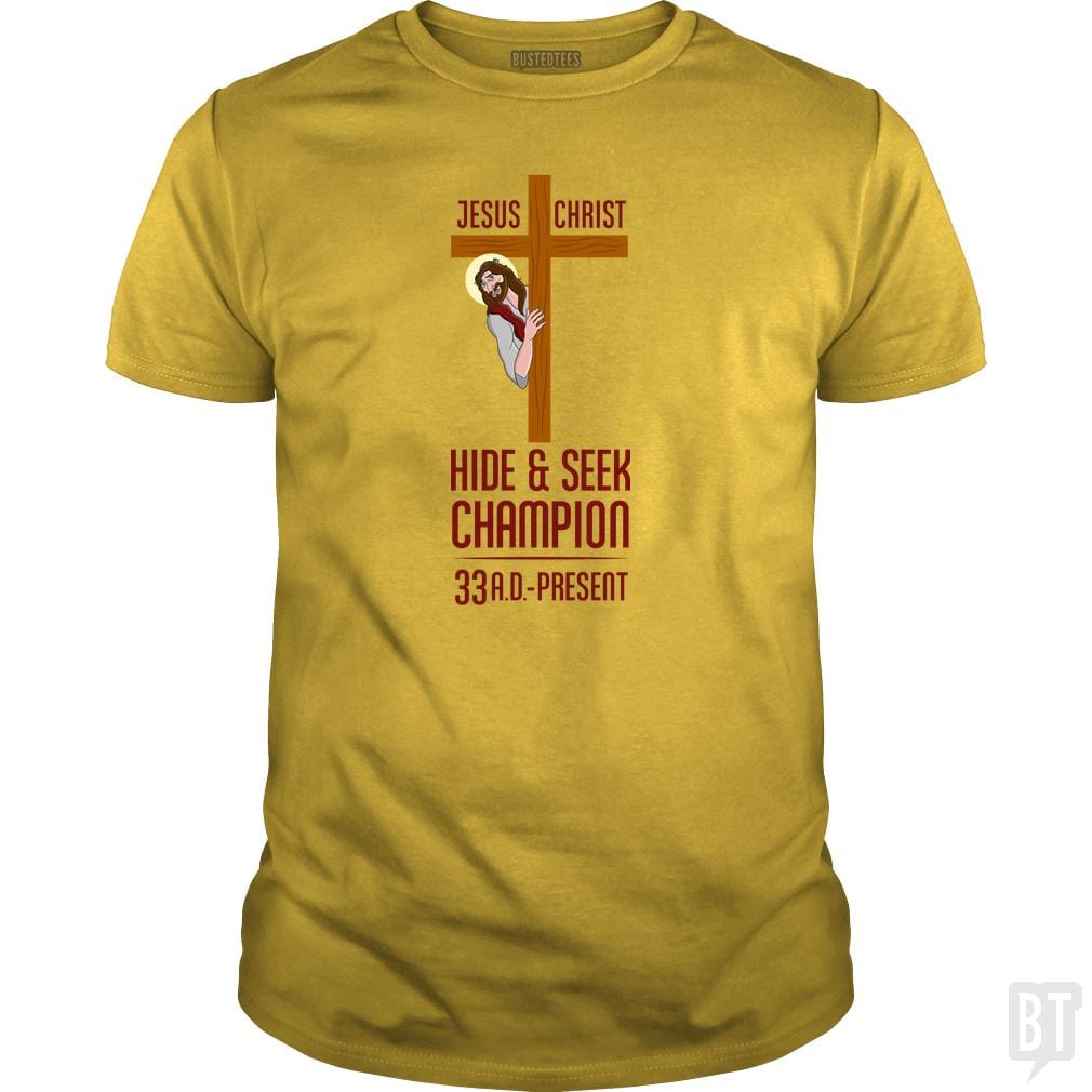 Funny Atheist T-Shirt Jesus Christ Hide and Seek C - BustedTees.com
