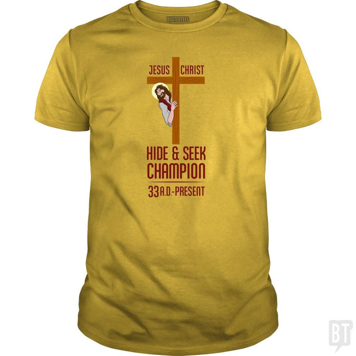Funny Atheist T-Shirt Jesus Christ Hide and Seek C - BustedTees.com