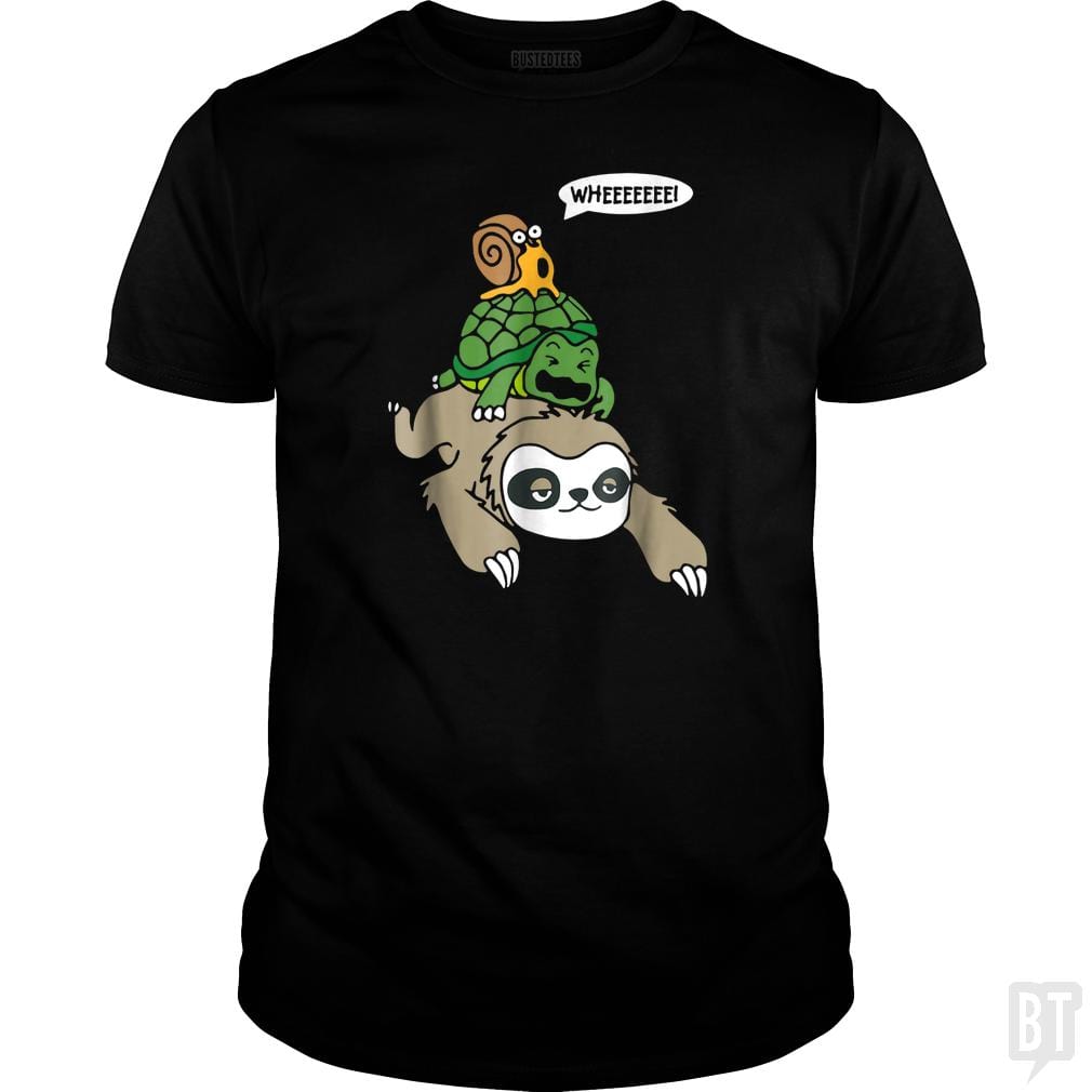 Funny Snail Ridding Turtle Ridding Sloth - BustedTees.com