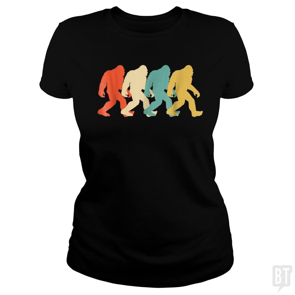 Bigfoot Silhouette Retro Pop Art Sasquatch Graphic - BustedTees.com