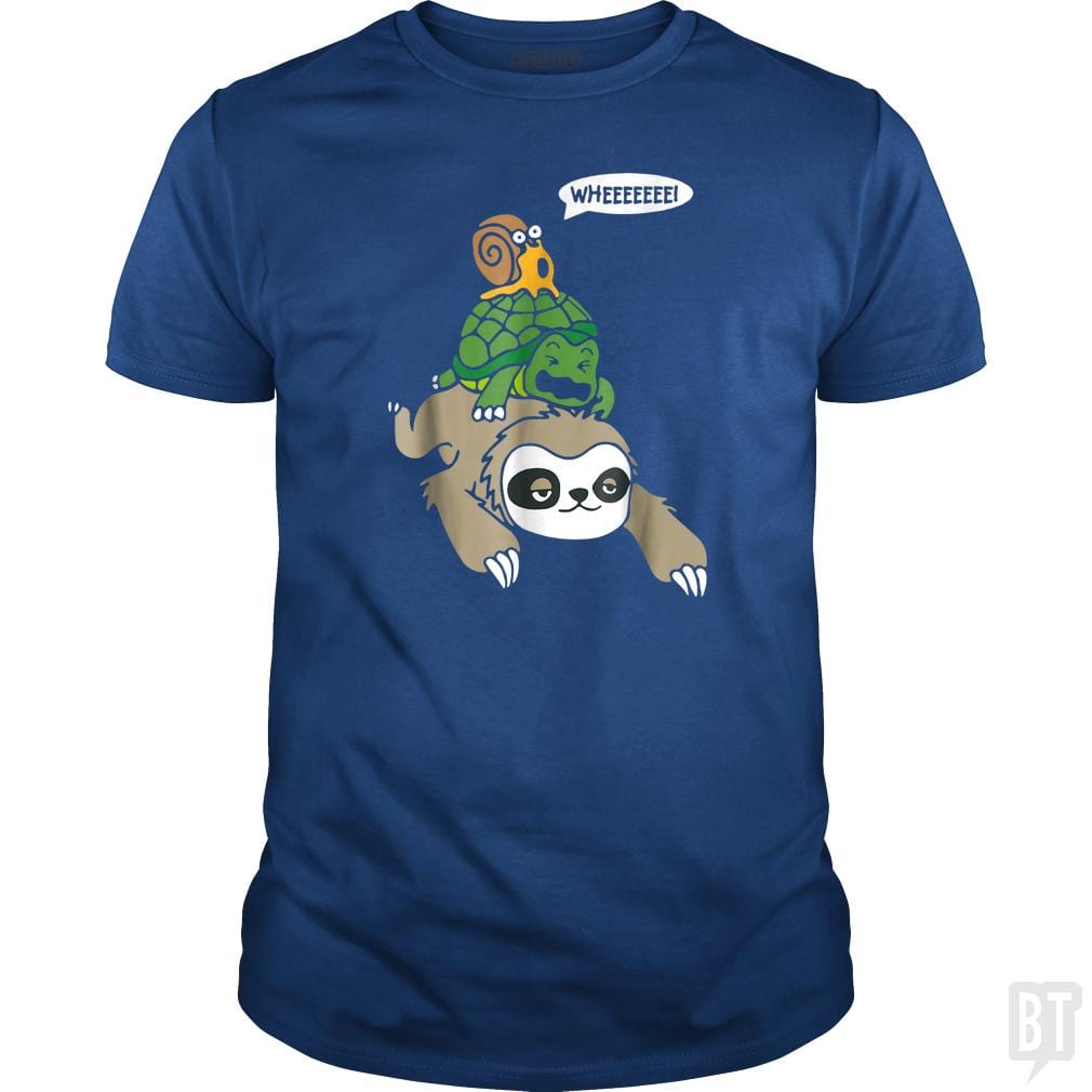 Funny Snail Ridding Turtle Ridding Sloth - BustedTees.com