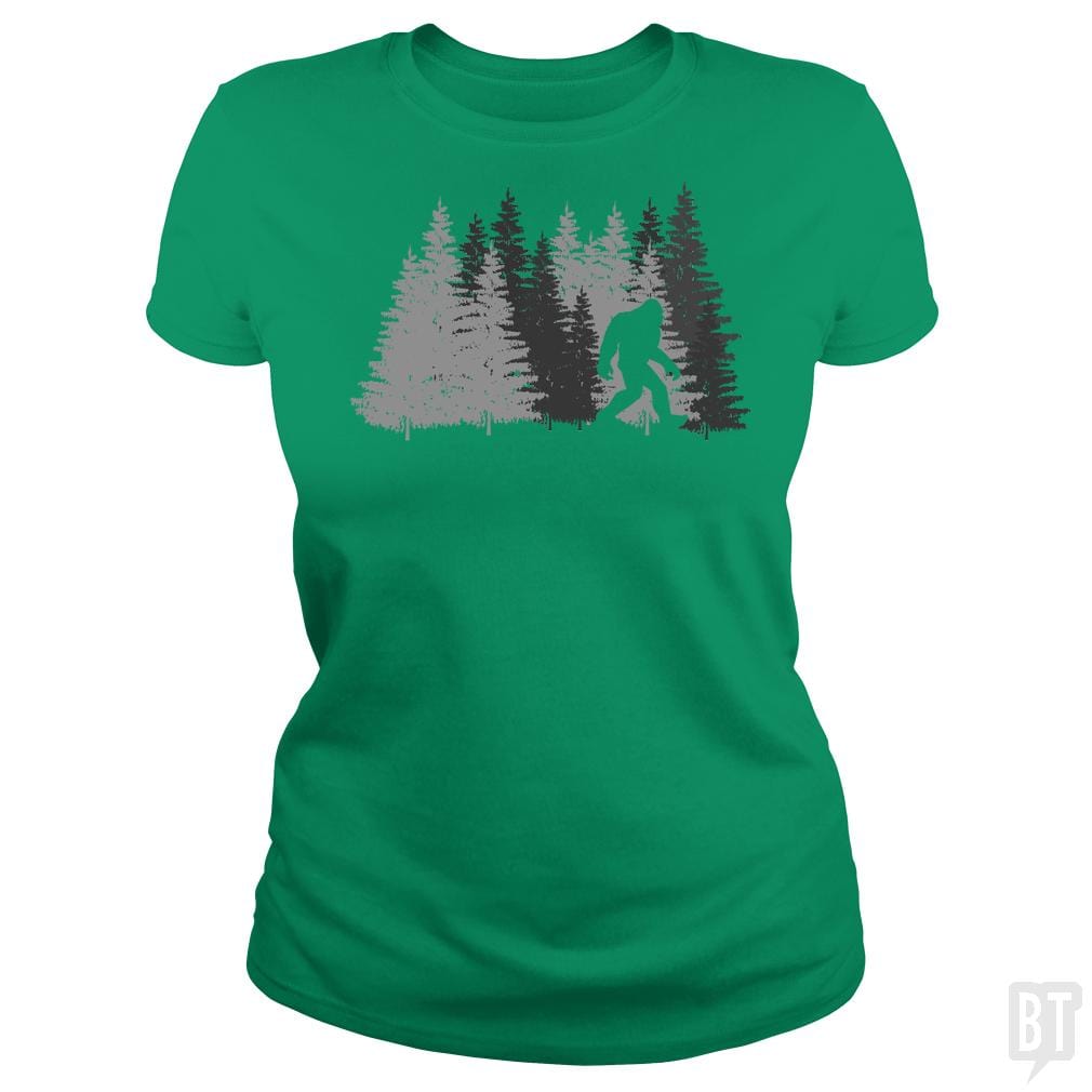 Funny Bigfoot In Forest - BustedTees.com