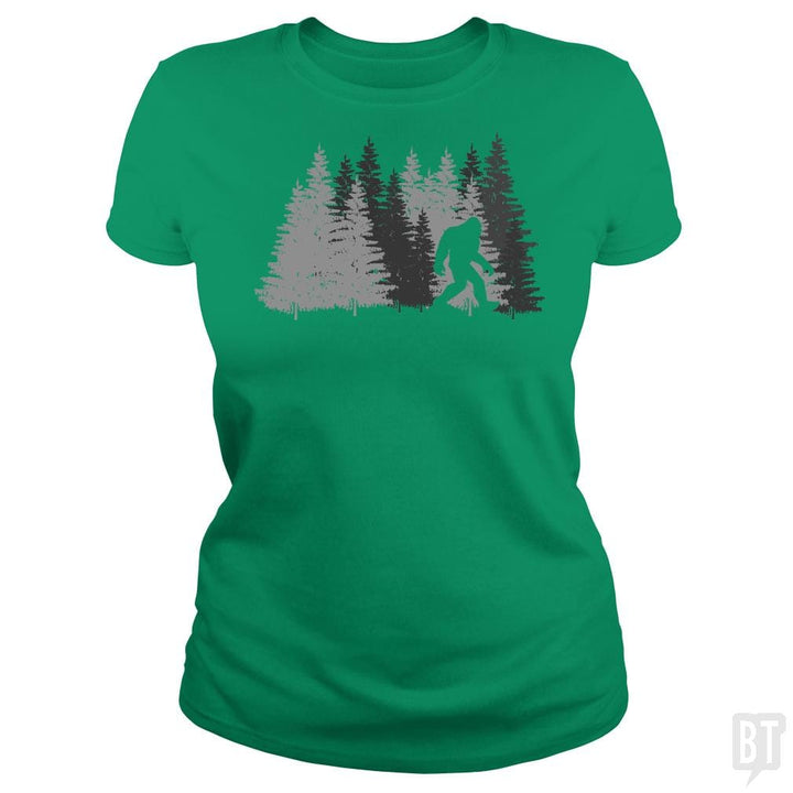 Funny Bigfoot In Forest - BustedTees.com