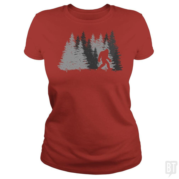 Funny Bigfoot In Forest - BustedTees.com