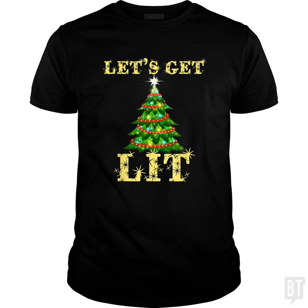 Let's Get Lit Drinking Funny Christmas - BustedTees.com