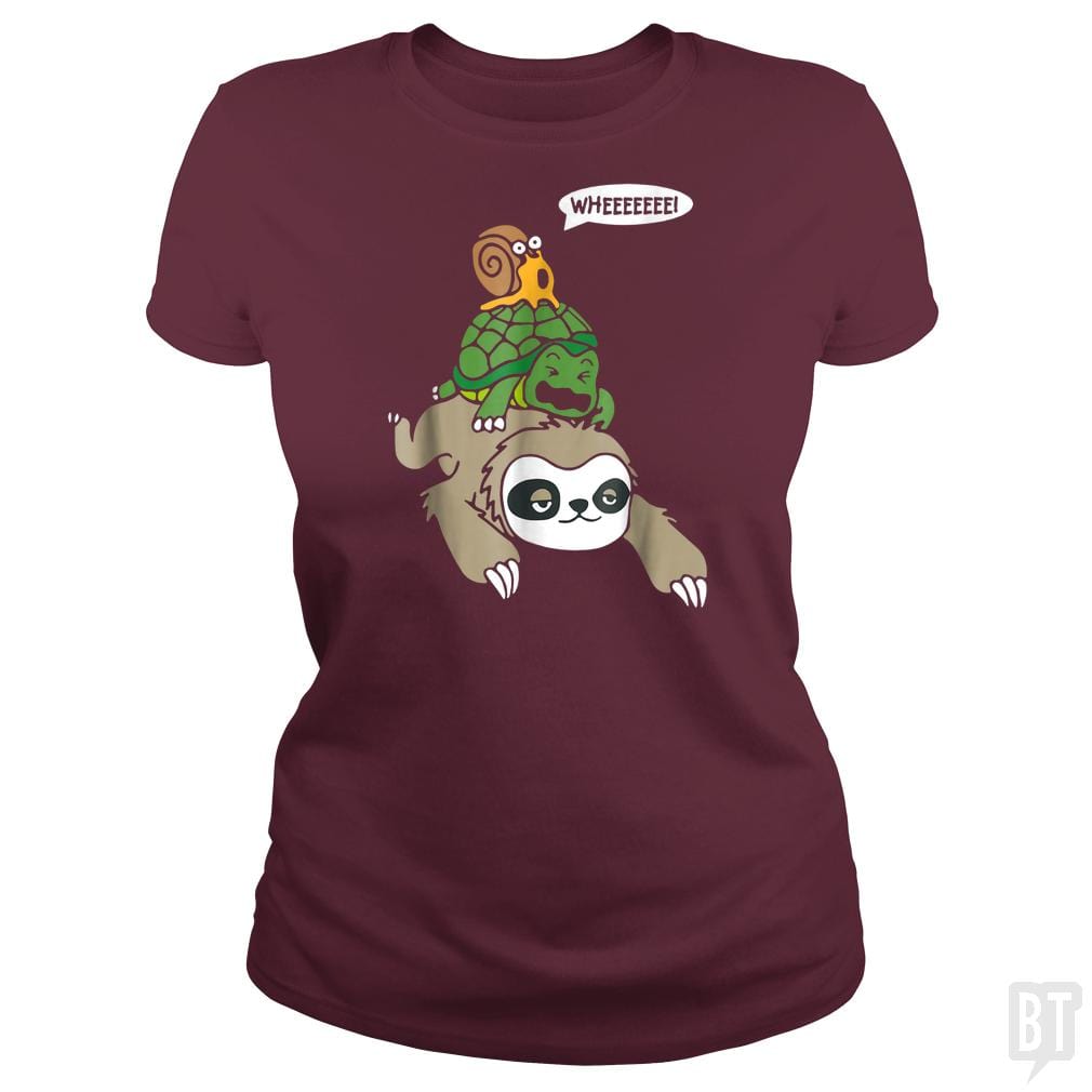 Funny Snail Ridding Turtle Ridding Sloth - BustedTees.com