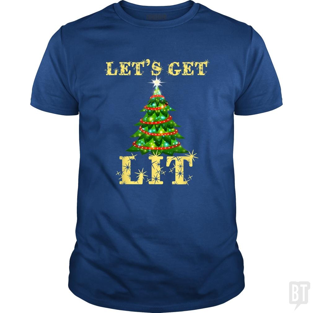 Let's Get Lit Drinking Funny Christmas - BustedTees.com
