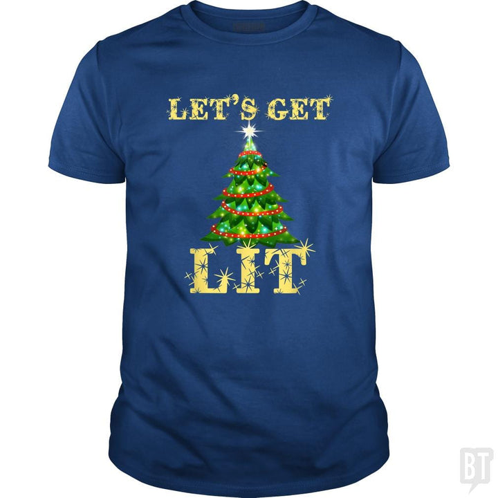 Let's Get Lit Drinking Funny Christmas - BustedTees.com