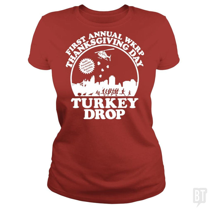 Funny Turkey Thanksgiving Day Shirt Wkrp-Turkey-Dr - BustedTees.com