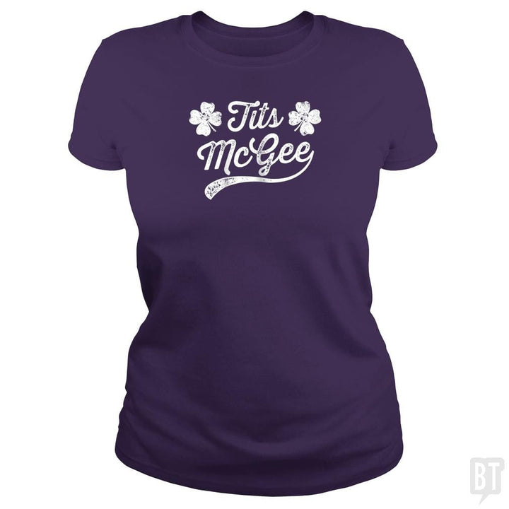 Womens Tits McGee Funny St. Patrick's Day Shamrock - BustedTees.com