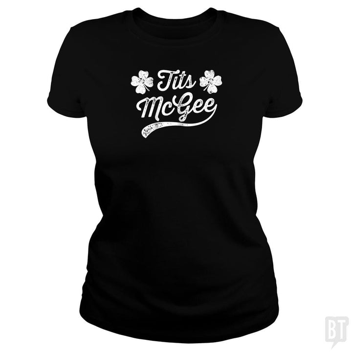 Womens Tits McGee Funny St. Patrick's Day Shamrock - BustedTees.com